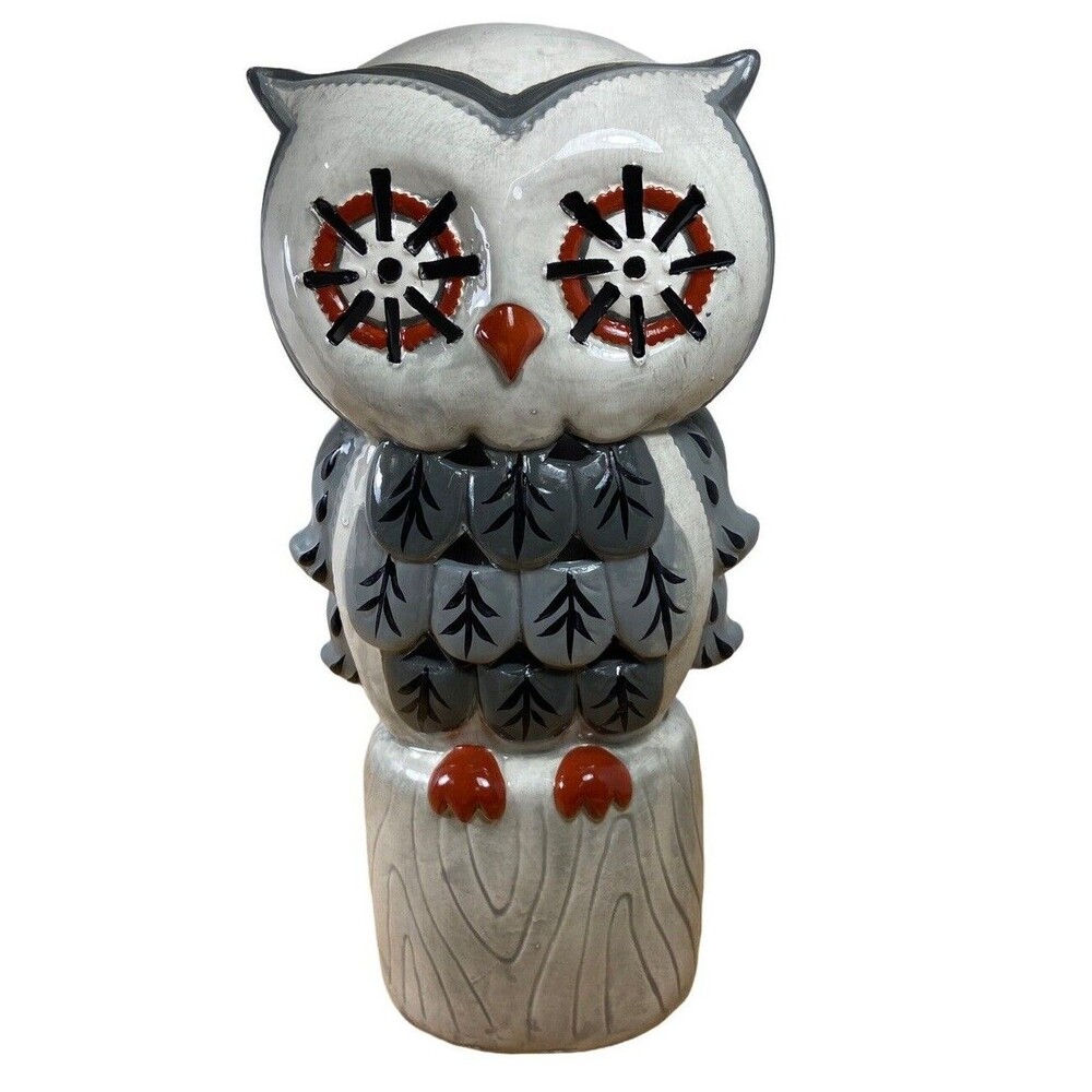 Midwest Lighted Color-Changing Owl Halloween Decor 14 Inches High Flashes